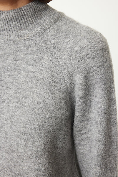 Trendyol Collection Pulover din tricotaj cu guler vertical din lână gri TWOAW25KZ00043