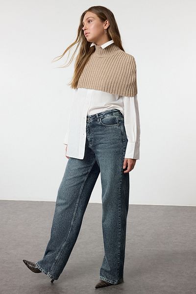 Trendyol Collection Turtleneck Mink Crop kötöttáru pulóverek