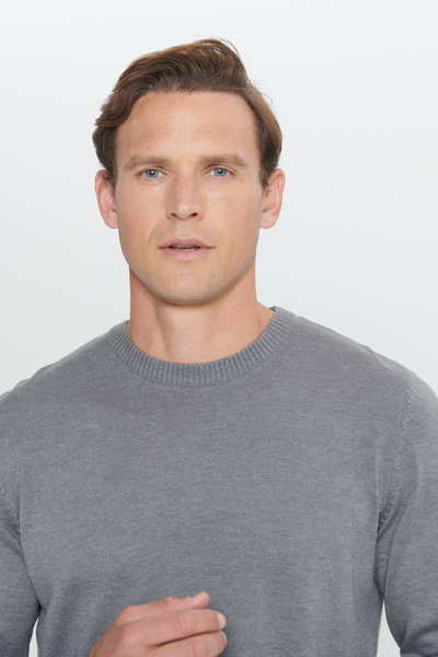 ALTINYILDIZ CLASSICS Pulover pentru bărbați cu guler rotund - Grimelange, bumbac, croială standard