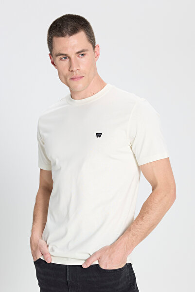 WRANGLER Regular Fit Normal Cut Crew Neck 100% Cotton Broken White T-shirt
