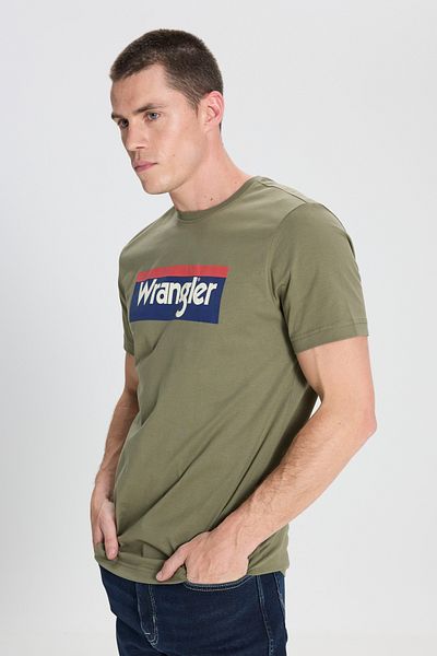 WRANGLER T-Shirt με λαιμόκοψη 100% βαμβακερή κανονική εφαρμογή