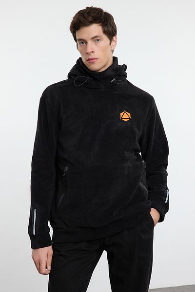 Trendyol Collection Преміальний антрацитовий світшот оверсайз нормального крою з принтом проти пілінгу з флісу TMNAW24SW00122