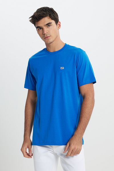 Lee Tricou albastru cu decolteu rotund, 100% bumbac, cu croiala normală