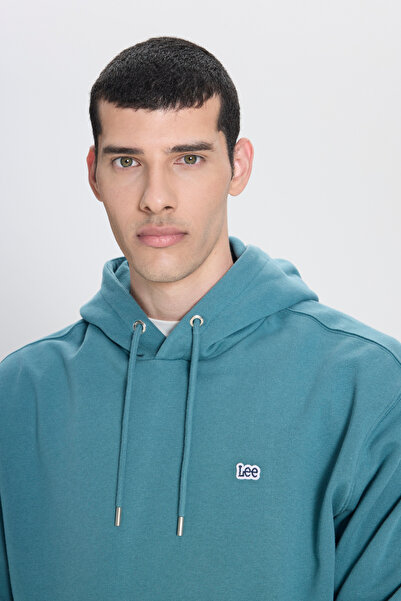 Lee Regular Fit Normal Kesim %100 Pamuk Kapüşonlu Içi Polarlı Mavi Sweatshirt
