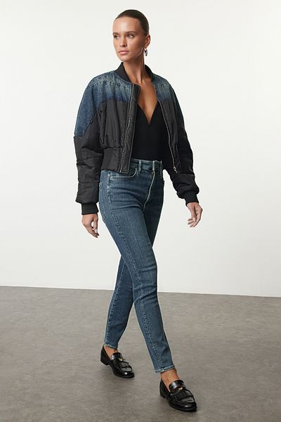Trendyol Collection Blugi skinny albaștri cu talie înaltă - TWOAW25JE00296