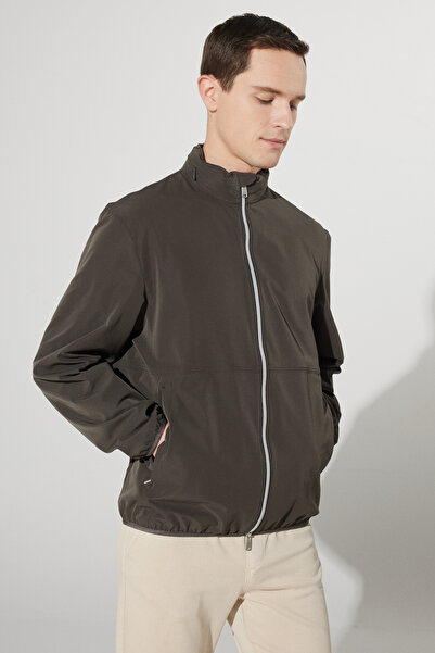 ALTINYILDIZ CLASSICS Ανδρικό παλτό Χακί - Standard Fit, με φερμουάρ και κουκούλα