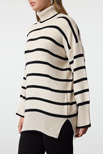 Trendyol Collection Pulover lung cu dungi de piatră cu potrivire largă - TWOAW25KZ00378