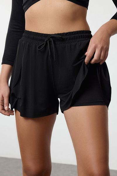 Trendyol Collection Black Knitted Sports Shorts with 2-layer Tights - Thmaw25sr00000