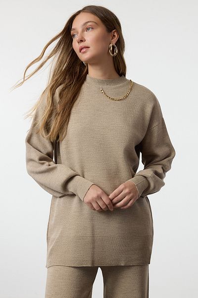 Trendyol Modest Bézs kiegészítők részletes kötöttáru alsó-felső készlet TCTAW25US00060