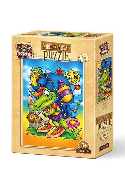 Art Puzzle 16 Piece Wooden Puzzle - School Path Design