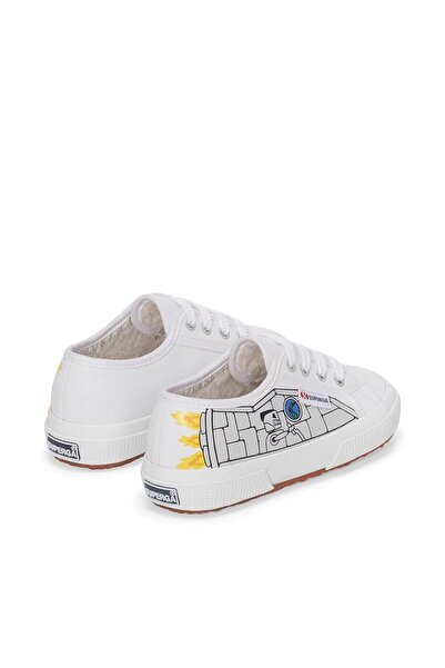 Superga 2750 Kids Faux Leather Robot Print Çocuk Unisex Beyaz-Sarı Bileksiz Sneaker