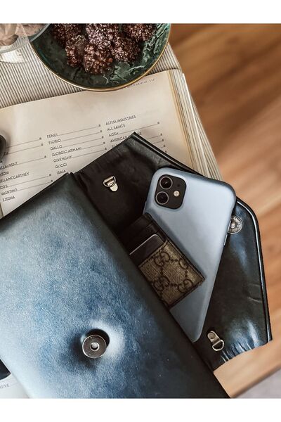 GULT Portofoliu Geanta Plic Piele Neagra