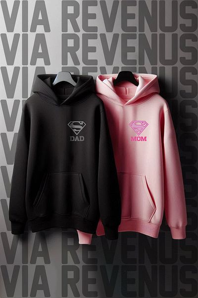 Vordevia Φούτερ με στάμπα Super Mom και Super Dad Lover Oversize