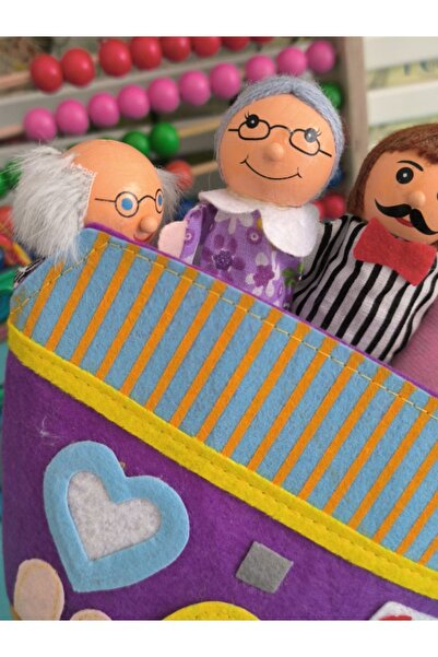 TOYFEST Eldivenli 5 li Aile Üyeleri 3 Boyutlu Parmak Kukla Drama Oyun Aktivite Seti