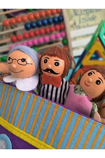 TOYFEST Eldivenli 5 li Aile Üyeleri 3 Boyutlu Parmak Kukla Drama Oyun Aktivite Seti