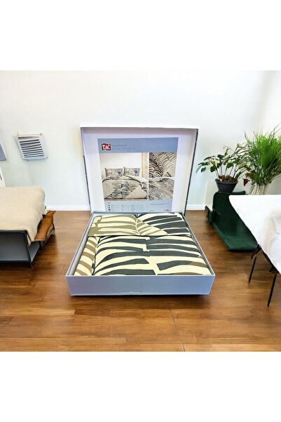 Taç Taç Ella Ranforce Geometrik Desenli %100 Pamuk Nevresim Takımı Yeşil-Kahverengi Tek Kişilik