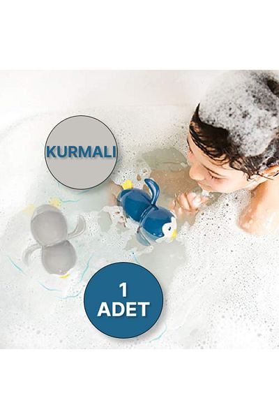 TOYFEST Penguin Toy Swimming in Wind-Up Automatic Bath Tub Pool Sea - Gray