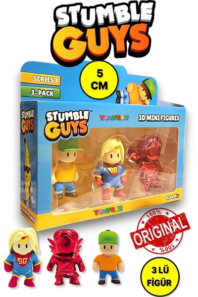 TOYFEST مجموعة شخصيات Stumble Guys Series 1 - ثلاثية الأبعاد صغيرة مكونة من 3 قطع - 3 قطع Mr Stumble Super Gal Dynamitron - 5 سم