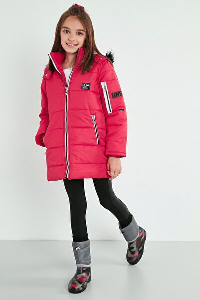Lela Hooded Coat with Faux Fur Collar and Pockets Girls' COAT 6035054