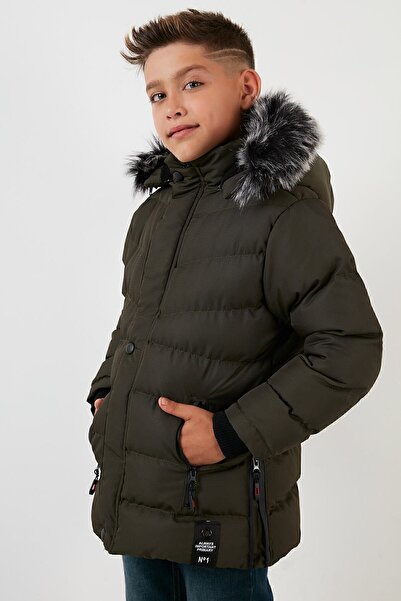 Lela Palton cu glugă detașabilă, căptușit cu blană artificială, haină pentru băieți 5763028