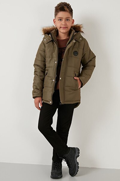 Lela Hooded Winter Coat with Faux Fur Collar and Plush Lining for Boys.