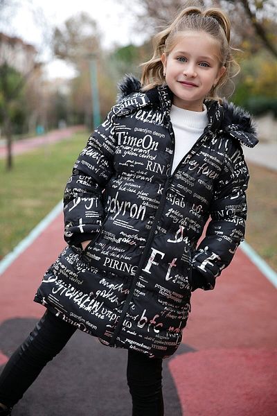 Lela Дълго зимно палто с яка от изкуствена кожа, плюшена подплата с подвижна качулка, палто за момиче 576005