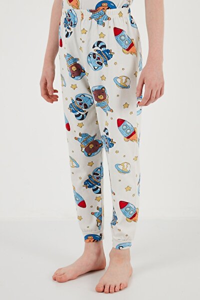 Lela Patterned 100% Cotton Crew Neck Pajama Set Boy's Pajama Set6651003