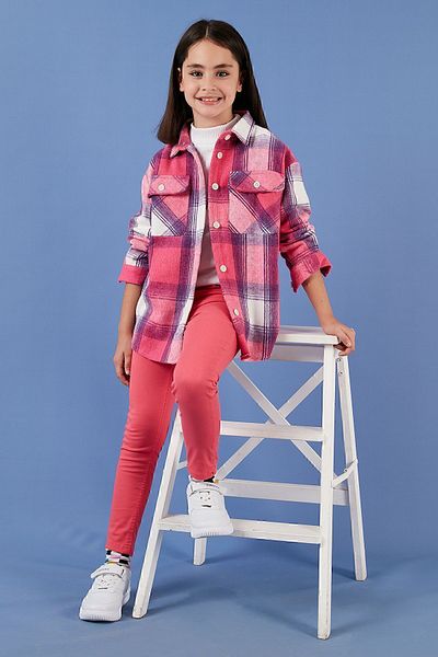 Lela Double Pocket Plaid Winter Lumberjack Shirt Girl's SHIRT CF24W81784