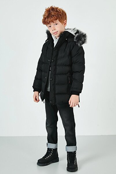 Lela Αποσπώμενο παλτό με κουκούλα με βελούδινη επένδυση από ψεύτικη γούνα 5763028