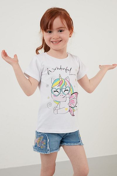 Lela Tricou din bumbac cu decolteu turn cu imprimeu Tricou pentru fete 6211044