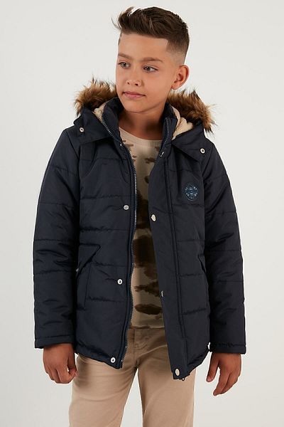 Lela Hooded Winter Coat with Faux Fur Collar and Plush Lining for Boys 6036024