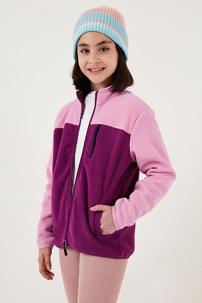 Lela Μαλακή υφή με φερμουάρ Color Block Stand γιακά τσέπη Fleece Unisex Παιδικό POLAR 5905001