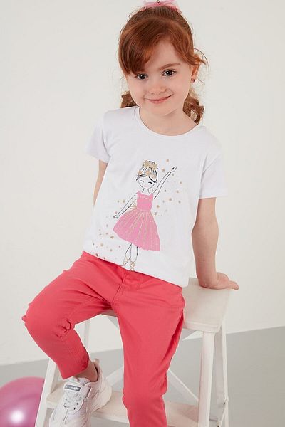 Lela Tricou din bumbac cu decolteu turn cu imprimeu pentru fetiță 6211037