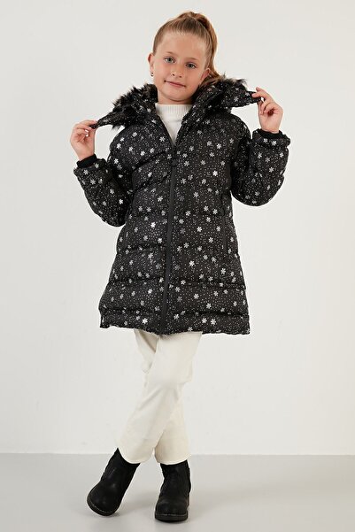 Lela Winter Long Coat with Faux Fur Collar, Removable Hooded Plush Lining, Girl's Coat 576005