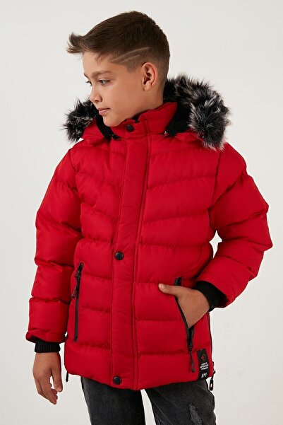Lela Faux Fur Plush Lined Removable Hooded Coat Boy's Coat 5763028