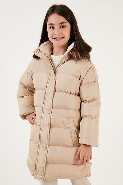 Lela Hooded Coat with Faux Fur Collar and Pockets Girls' COAT 6028720