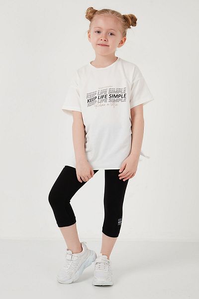 Lela Cotton Crew Neck Short Sleeve Tights Top and Bottom Set Girl's SET6212007