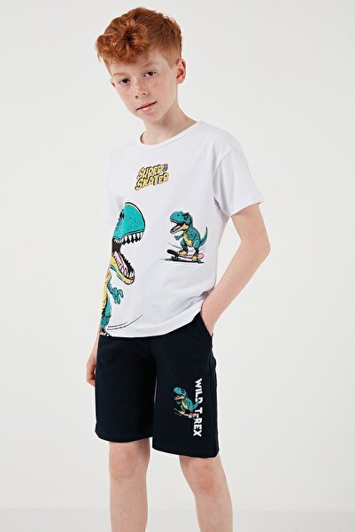 Lela Cotton Regular Fit Crew Neck Shorts Top and Bottom Set Boy's SET6212013