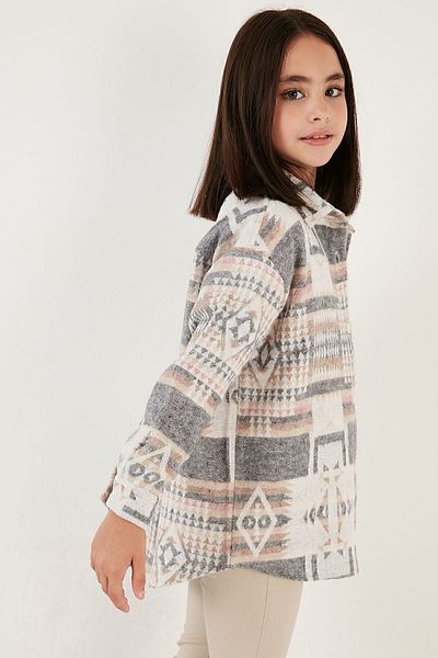 Lela Ethnic Patterned Winter Lumberjack Shirt Girls' SHIRT CF24W81785