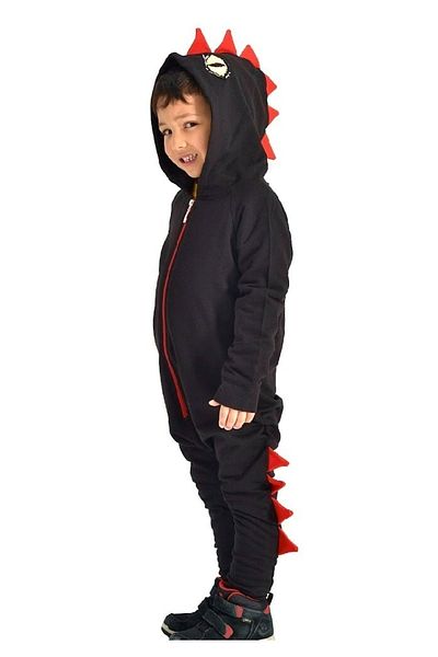 Happystore Boy's 100% Cotton Winter Spring Black Dino Jumpsuit
