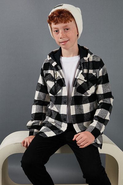 Lela Карирана риза Lumberjack с качулка и двоен джоб, момчешка риза CF25W81787