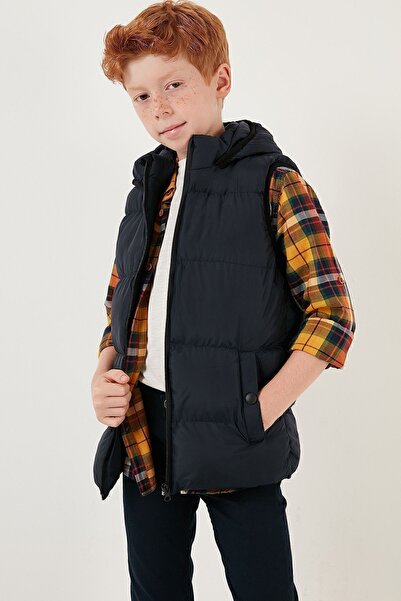 Lela Fermuarlı Kapüşonlu Cepli Şişme Yelek Unisex Çocuk YELEK 5761983