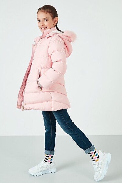 Lela Yakası Suni Kürklü Kapüşonlu Şişme Mont Kız Çocuk MONT 6035018