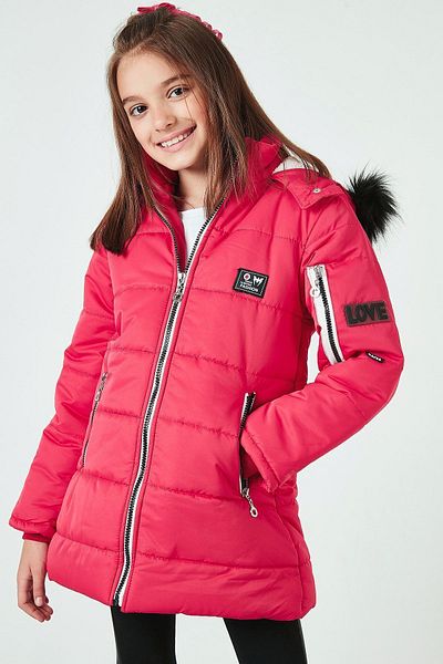 Lela Hooded Coat with Faux Fur Collar and Pockets Girls' COAT 6035054
