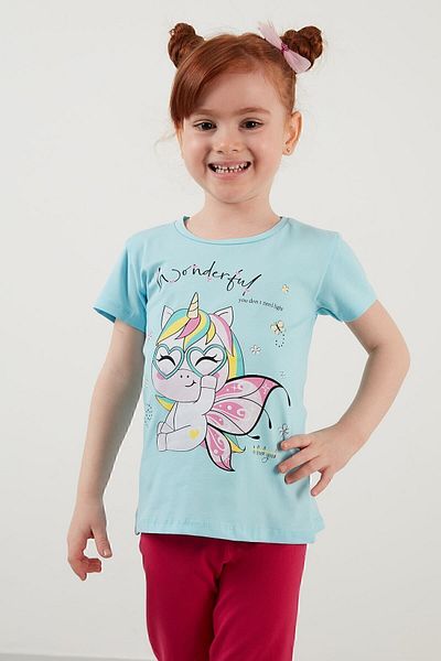 Lela Tricou din bumbac cu decolteu turn cu imprimeu Tricou pentru fete 6211044