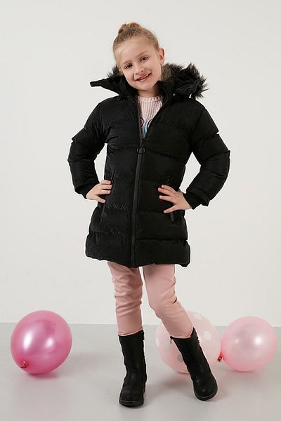 Lela Girl's Winter Coat with Faux Fur Collar, Plush Lining, Removable Hooded Slim-Fit Winter Coat 5