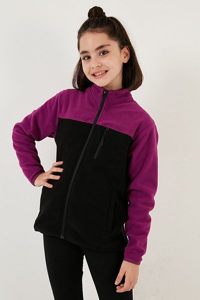 Lela Textura moale, cu fermoar, bloc de culoare, buzunar pentru guler, Polar, unisex, pentru copii, POLAR 5905001