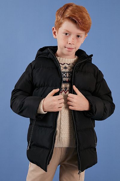 Lela Plush Lined Hooded Winter Coat with Pockets Boy's COAT 5761911
