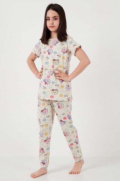 Lela Σετ πιτζάμες με κοντό μανίκι 100% Cotton Crew Σετ για κορίτσια6651004
