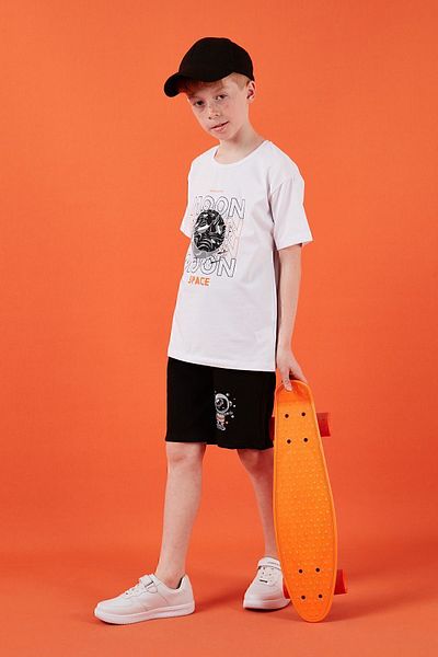 Lela Set de pantaloni scurți pentru partea de sus și de jos, cu croială normală din bumbac, pentru băieți6212008